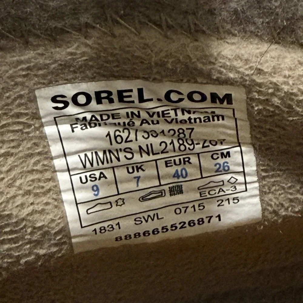 Sorel Suede Leather Boots Wool Lined Waterproof Lug Sole Ankle Work Boots Sz 9